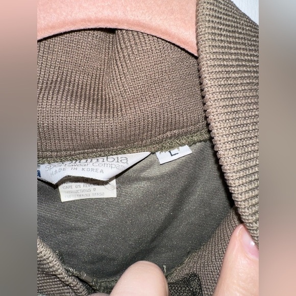 Vintage Columbia Large Bomber Jacket Lightweight Liner80s Military Green #1665 - Picture 6 of 8